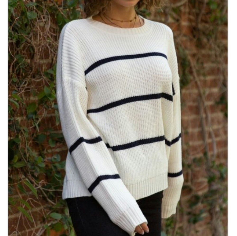 Pol Cream Striped Crew Neck Sweater - Picture 3 of 3